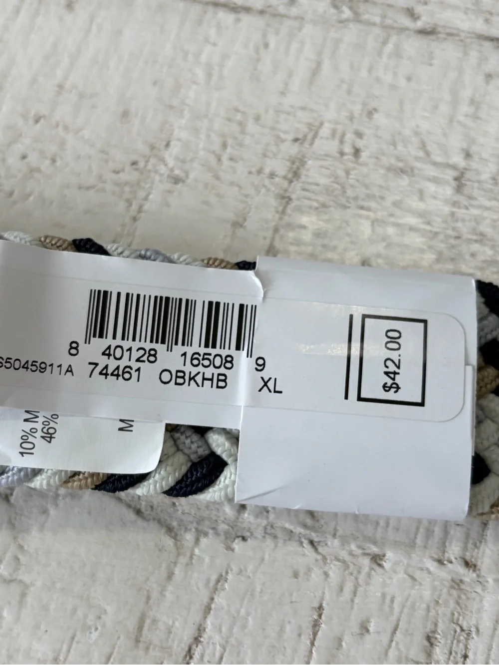 Nike Men's Woven Stretch Belt NWT size XL 42-44 Braided Nylon Khaki White Black
